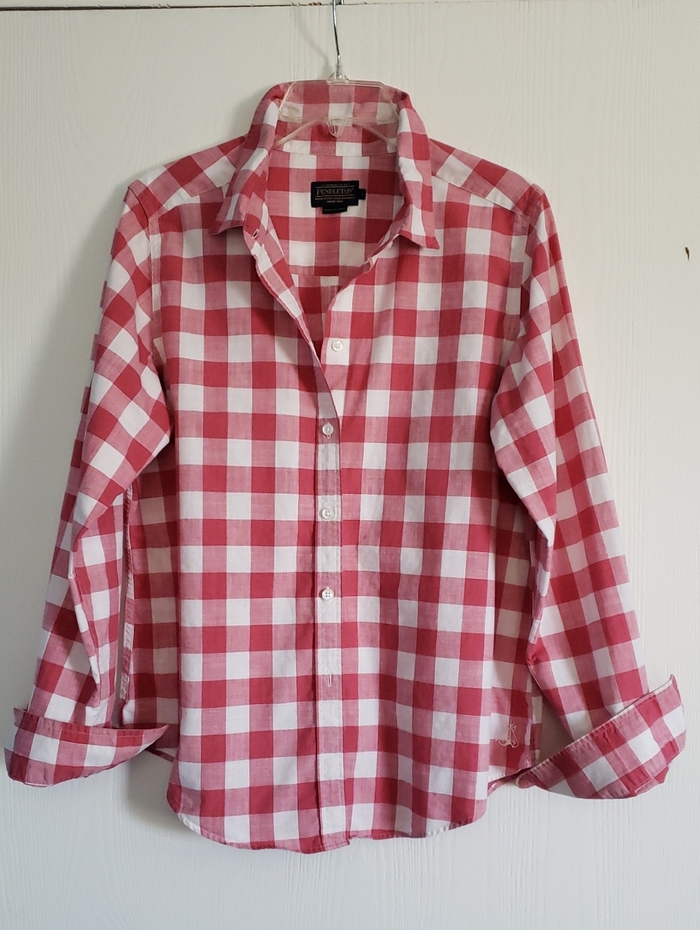 Pendleton Red & White Gingham Cotton Button-Down Shirt
